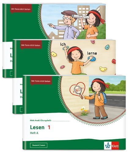 Buchcover und Innenansicht für das Buch: Mein Anoki-Übungsheft - Paket Lesen 1