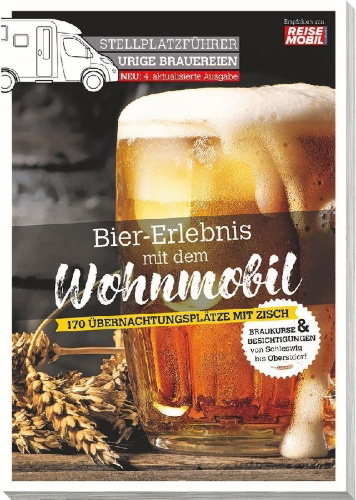 Buchcover und Innenansicht für das Buch: Stellplatzführer Urige Brauereien, aktualisierte Ausgabe