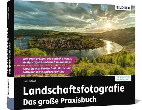 Buchcover und Innenansicht für das Buch: Landschaftsfotografie - Das große Praxisbuch