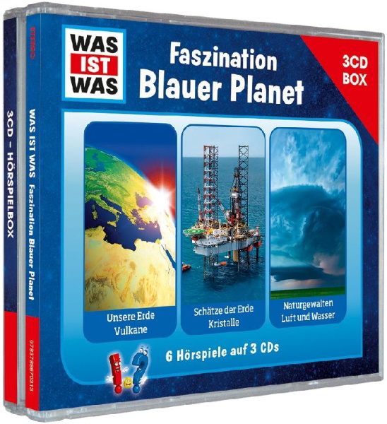 Buchcover und Innenansicht für das Buch: WAS IST WAS 3-CD Hörspielbox. Faszination Blauer Planet