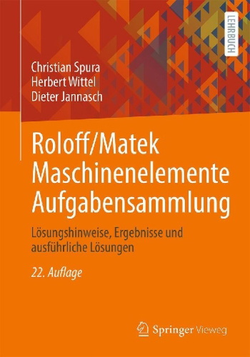 Buchcover und Innenansicht für das Buch: Roloff/Matek Maschinenelemente Aufgabensammlung