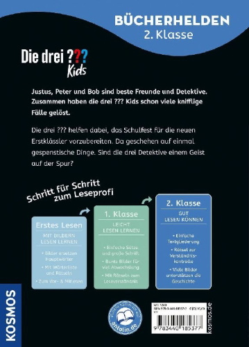 Buchcover und Innenansicht für das Buch: Die drei ??? Kids, Bücherhelden 2. Klasse, Geister in der Schule