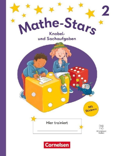 Buchcover und Innenansicht für das Buch: Mathe-Stars 2. Schuljahr - Knobel- und Sachaufgaben Ausgabe 2025 - Übungsheft mit Lösungen und digitalen Medien