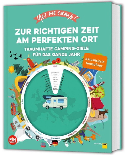 Buchcover und Innenansicht für das Buch: Yes we camp! Zur richtigen Zeit am perfekten Ort