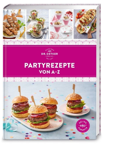Buchcover und Innenansicht für das Buch: Partyrezepte von A-Z