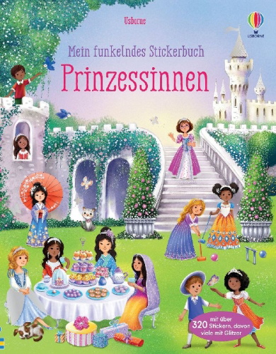 Buchcover und Innenansicht für das Buch: Mein funkelndes Stickerbuch: Prinzessinnen