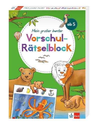 Buchcover und Innenansicht für das Buch: Klett Mein großer bunter Vorschul-Rätselblock