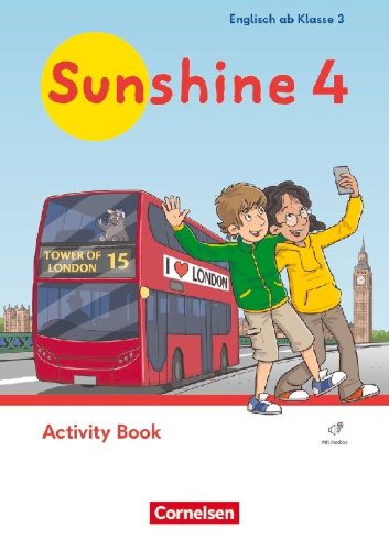 Buchcover und Innenansicht für das Buch: Sunshine - Englisch ab Klasse 3 - Ausgabe 2023 - 4. Schuljahr. Activity Book - Mit Audios (Webcode)