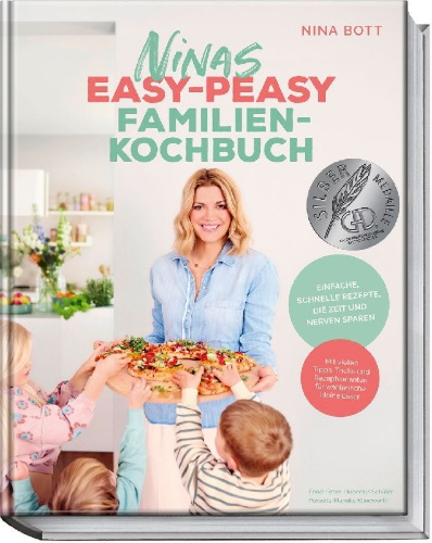 Buchcover und Innenansicht für das Buch: Ninas easy-peasy Familienkochbuch