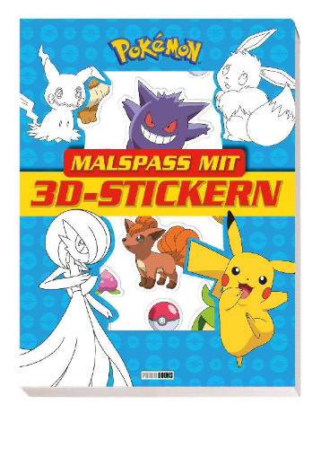Buchcover und Innenansicht für das Buch: Pokémon: Malspaß mit 3D-Stickern