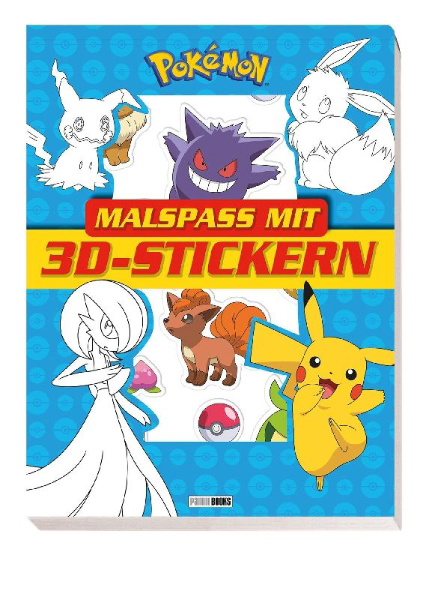 Buchcover und Innenansicht für das Buch: Pokémon: Malspaß mit 3D-Stickern