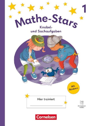 Buchcover und Innenansicht für das Buch: Mathe-Stars 1. Schuljahr - Knobel- und Sachaufgaben Ausgabe 2025 - Übungsheft