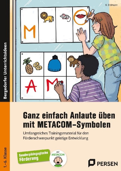 Buchcover und Innenansicht für das Buch: Ganz einfach Anlaute üben mit METACOM-Symbolen