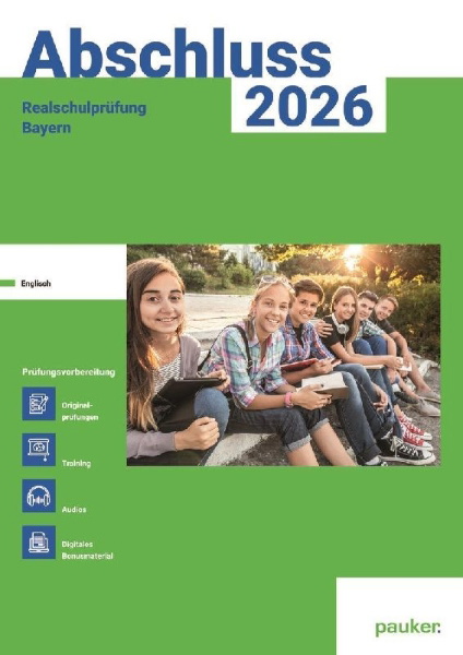 Buchcover und Innenansicht für das Buch: Abschluss 2026 - Realschule Bayern - Aufgabenband - Originalprüfungen mit Trainingsteil für das Fach Englisch