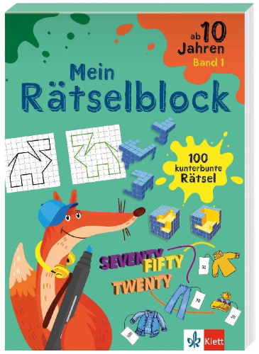 Buchcover und Innenansicht für das Buch: Klett Mein Rätselblock ab 10 Jahren Band 1