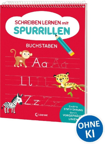 Buchcover und Innenansicht für das Buch: Schreiben lernen mit Spurrillen - Buchstaben