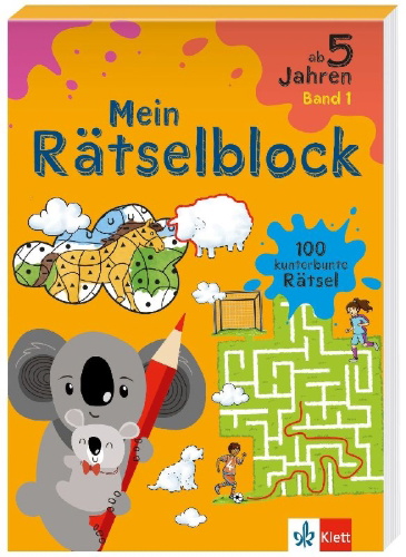 Buchcover und Innenansicht für das Buch: Klett Mein Rätselblock ab 5 Jahren Band 1