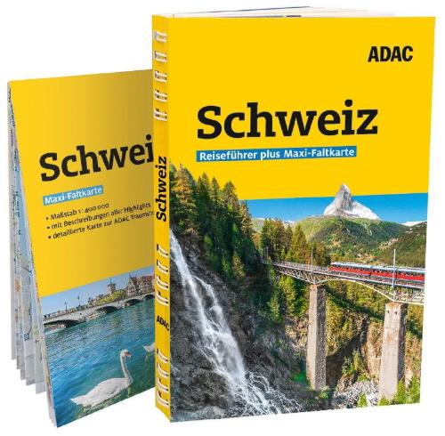 Buchcover und Innenansicht für das Buch: ADAC Reiseführer plus Schweiz
