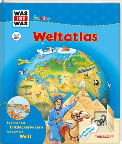 Buchcover und Innenansicht für das Buch: WAS IST WAS Junior Weltatlas für Kinder