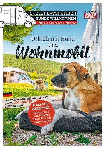 Buchcover und Innenansicht für das Buch: Stellplatzführer Hunde Willkommen