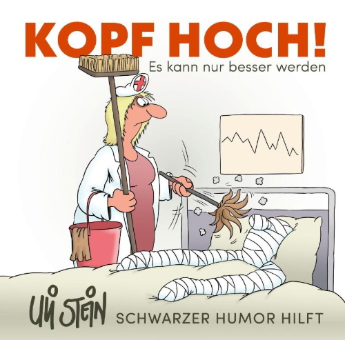 Buchcover und Innenansicht für das Buch: Uli Stein: Gute Wünsche!: Kopf hoch! Schwarzer Humor hilft