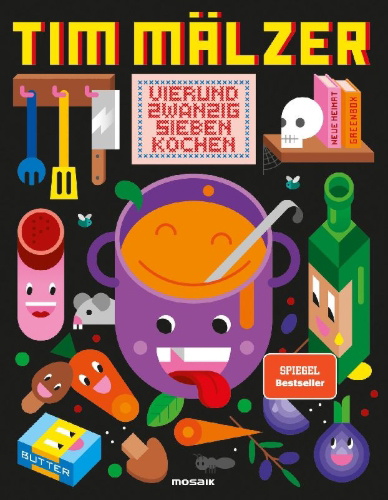 Buchcover und Innenansicht für das Buch: Vierundzwanzigsieben kochen