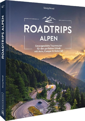 Buchcover und Innenansicht für das Buch: Roadtrips Alpen