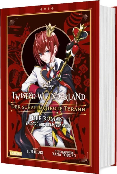Buchcover und Innenansicht für das Buch: Disney: Twisted Wonderland - Roman: Der scharlachrote Tyrann