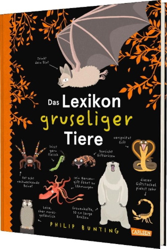 Buchcover und Innenansicht für das Buch: Das Lexikon gruseliger Tiere
