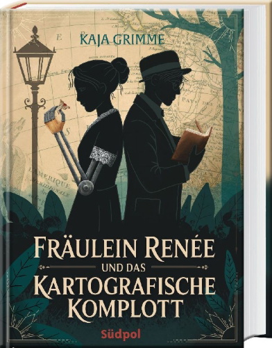 Buchcover und Innenansicht für das Buch: Fräulein Renée und das kartografische Komplott