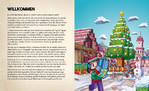 Buchcover und Innenansicht für das Buch: Escape-Adventskalender für Minecrafter: Der Angriff des Winter-Withers