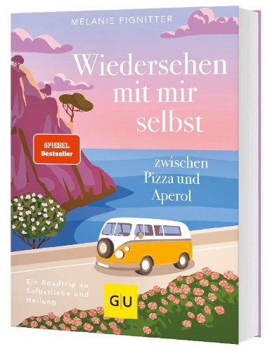 Buchcover und Innenansicht für das Buch: Wiedersehen mit mir selbst zwischen Pizza und Aperol