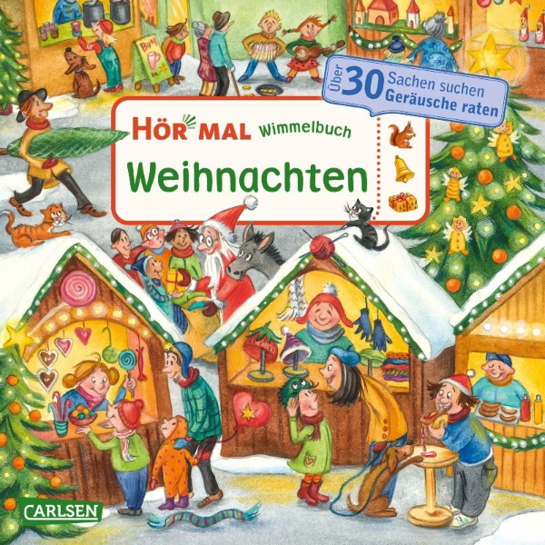 Buchcover und Innenansicht für das Buch: Hör mal (Soundbuch): Wimmelbuch: Weihnachten