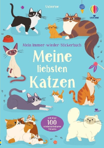 Buchcover und Innenansicht für das Buch: Mein Immer-wieder-Stickerbuch: Meine liebsten Katzen