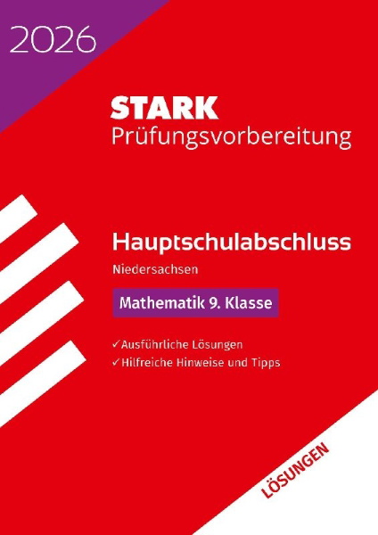 Buchcover und Innenansicht für das Buch: STARK Lösungen zu Mathematik 9. Klasse - Hauptschulabschluss 2026 Niedersachsen - Prüfungsvorbereitung