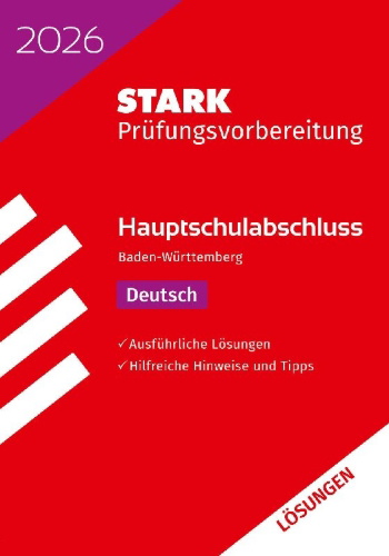 Buchcover und Innenansicht für das Buch: STARK Lösungen zu Deutsch - Hauptschulabschluss 2026 BW - Prüfungsvorbereitung