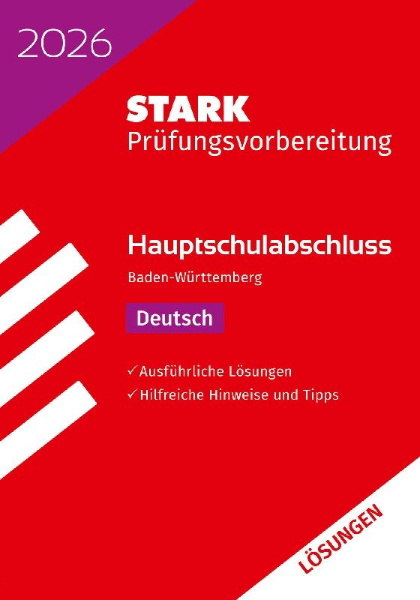 Buchcover und Innenansicht für das Buch: STARK Lösungen zu Deutsch - Hauptschulabschluss 2026 BW - Prüfungsvorbereitung