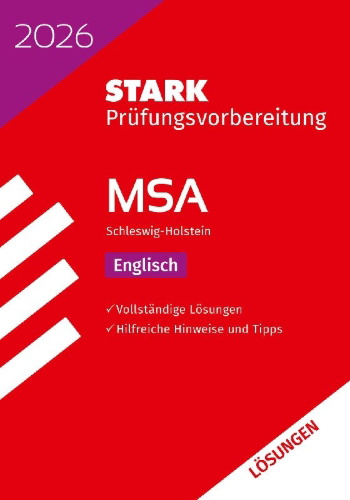 Buchcover und Innenansicht für das Buch: STARK Lösungen zu Englisch - MSA 2026 Schleswig-Holstein - Prüfungsvorbereitung