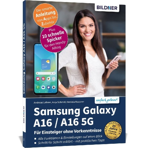 Buchcover und Innenansicht für das Buch: Samsung Galaxy A16 / A16 5G - Für Einsteiger ohne Vorkenntnisse