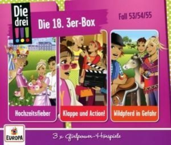 Buchcover und Innenansicht für das Buch: Die drei !!! 18./ 3er Box - Folgen 53,54,55 (3 Audio-CDs)