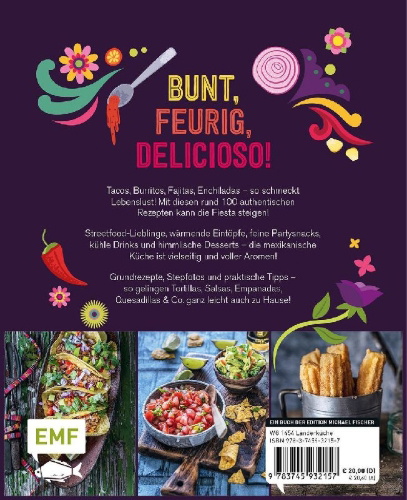 Buchcover und Innenansicht für das Buch: Fiesta - Das Mexiko-Kochbuch - mit edler Ausstattung und Farbschnitt