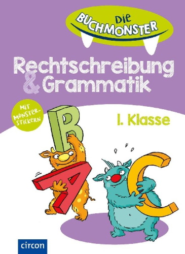Buchcover und Innenansicht für das Buch: Die Buchmonster Rechtschreibung & Grammatik, 1. Klasse