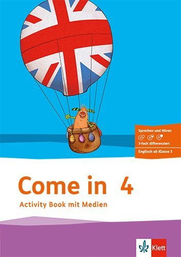 Buchcover und Innenansicht für das Buch: Come in 4. Activity Book mit Bildkarten und Audio-CD Klasse 4