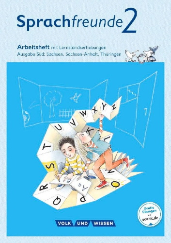 Buchcover und Innenansicht für das Buch: Sprachfreunde 2. Schuljahr. Arbeitsheft in Schulausgangsschrift. Ausgabe Süd