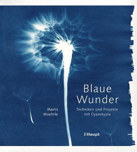 Buchcover und Innenansicht für das Buch: Blaue Wunder - Techniken und Projekte mit Cyanotypie