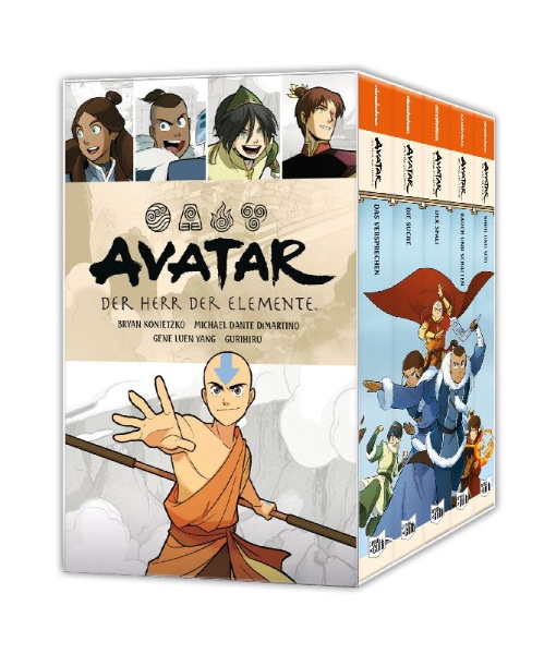 Buchcover und Innenansicht für das Buch: Avatar - Der Herr der Elemente Schuber