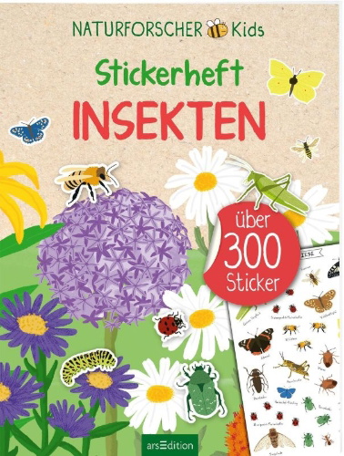 Buchcover und Innenansicht für das Buch: Naturforscher-Kids - Stickerheft Insekten