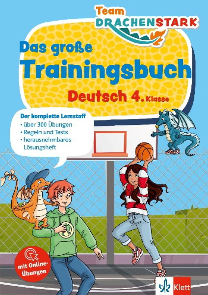 Buchcover und Innenansicht für das Buch: Team Drachenstark: Das großes Trainingsbuch Deutsch 4. Klasse