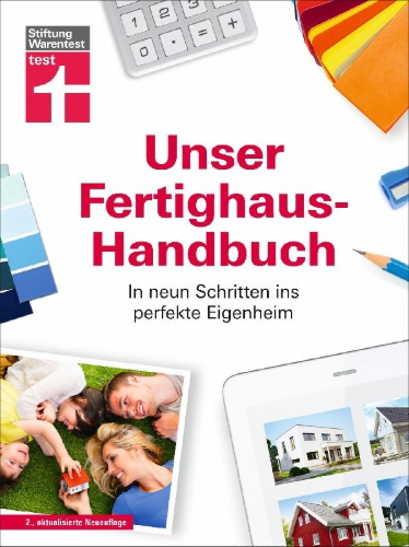Buchcover und Innenansicht für das Buch: Unser Fertighaus-Handbuch
