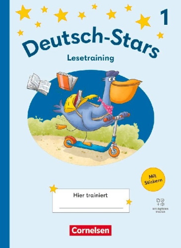 Buchcover und Innenansicht für das Buch: Deutsch-Stars 1. Schuljahr - Lesetraining Ausgabe 2025 - Übungsheft